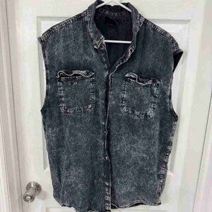 Biker Clothing Company Black Acid Wash Sleeveless Shirt